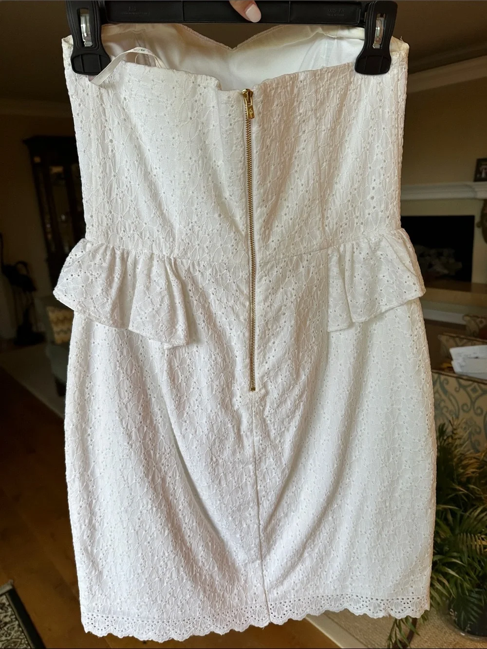 Lilly Pulitzer White Strapless Eyelet Peplum Mini Dress - Picture 2 of 3